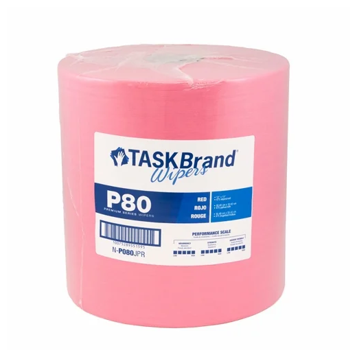 [TASK-BRAND-N-P080JPR] Task Brand P080 JPR P80 Premium Series Wiper Hydrospun Red 12X13  475 Sheet Per Roll